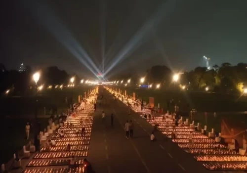 Drone show, 1.5 lakh diyas light up Kartavya Path on Diwali eve